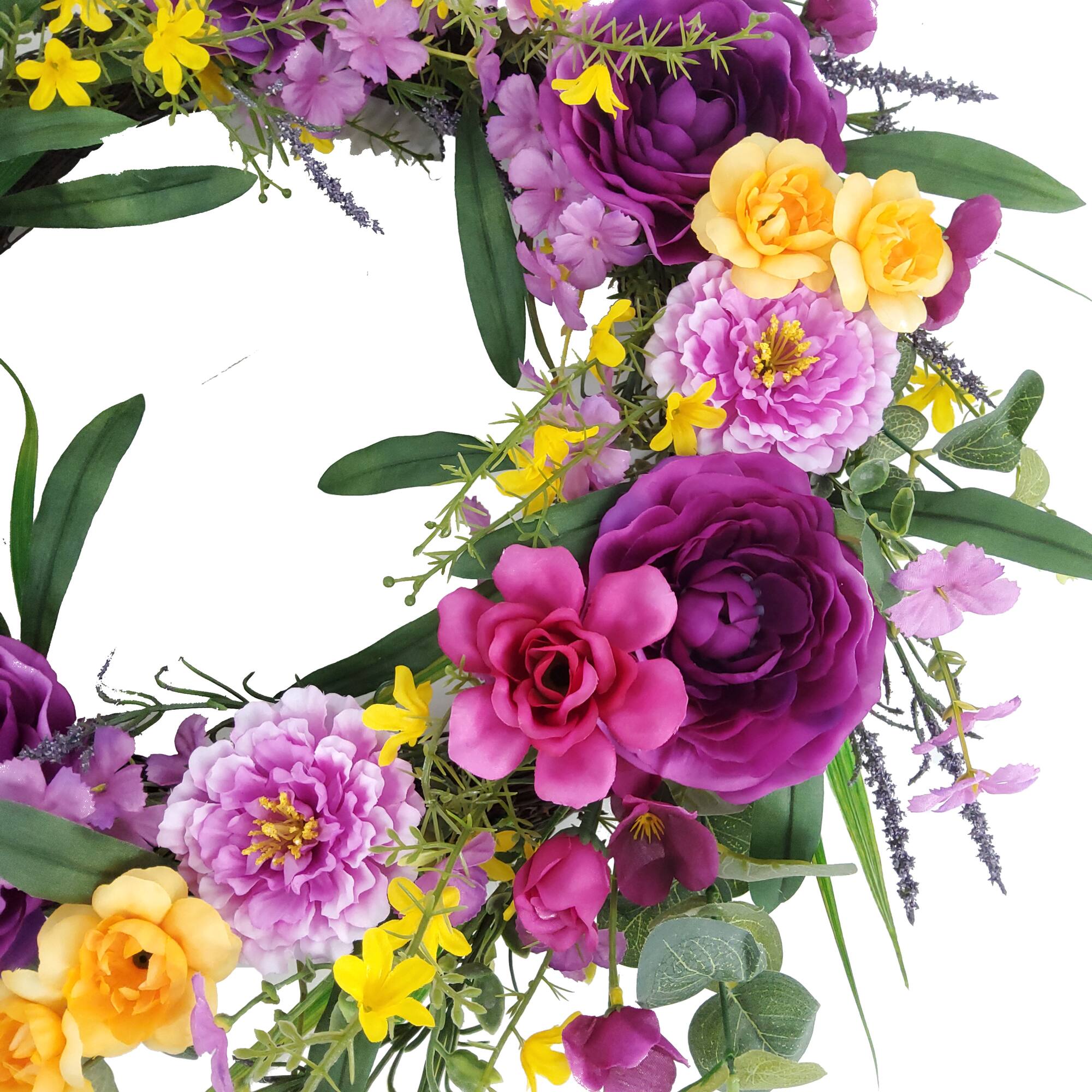 24" Purple Ranunculus & Scabiosa Wreath by Ashland®